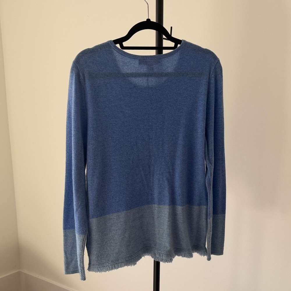 Lilly Pulitzer Rica Cashmere Blue Block Fringe Sweater - Picture 8 of 9